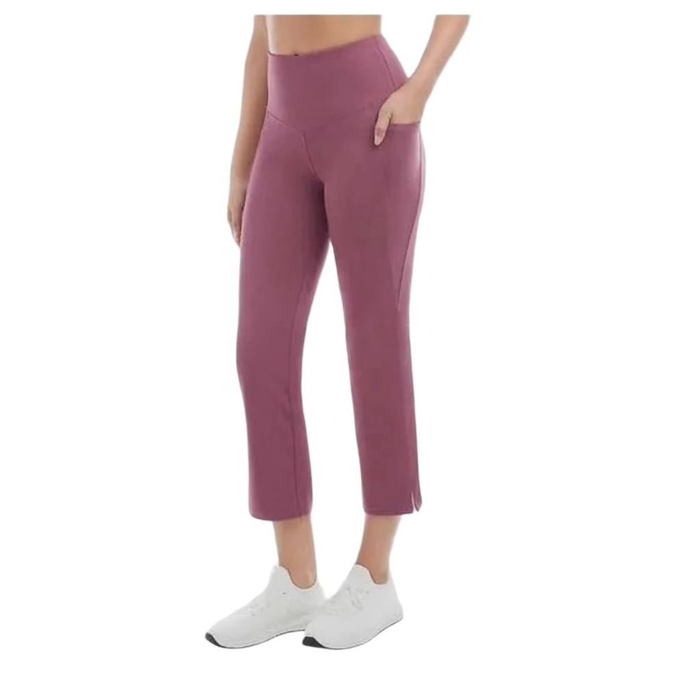 Jockey Ladies' Cropped Slit Flare Activewear Yoga Pants, Nocturne Tan Brown XS